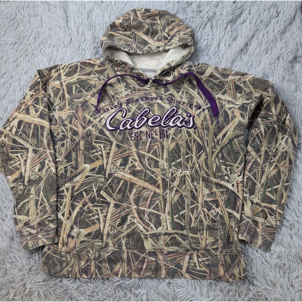 Cabela's Sweatshirt  Womens L Hoodie Mossy Oaks Blade Grass Camo Hunting